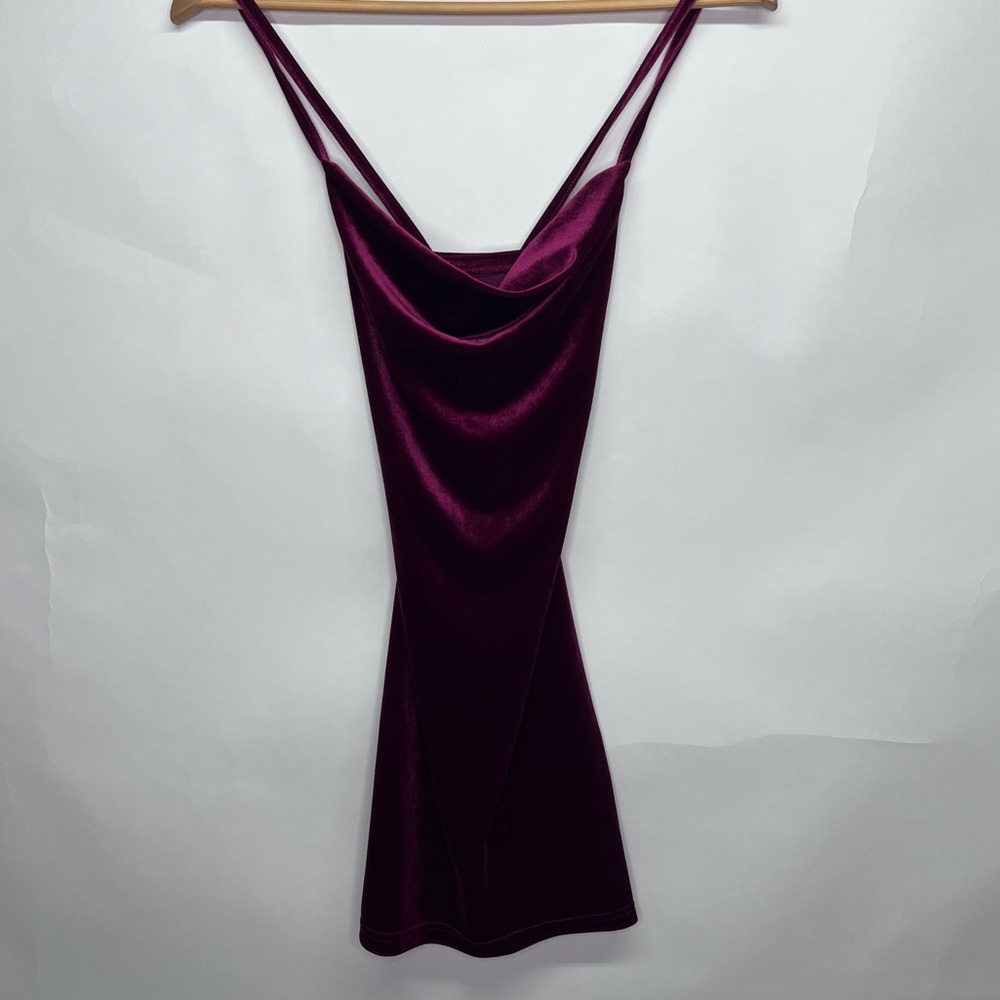 Shein Women’s velvet look crimson mini dress size XS